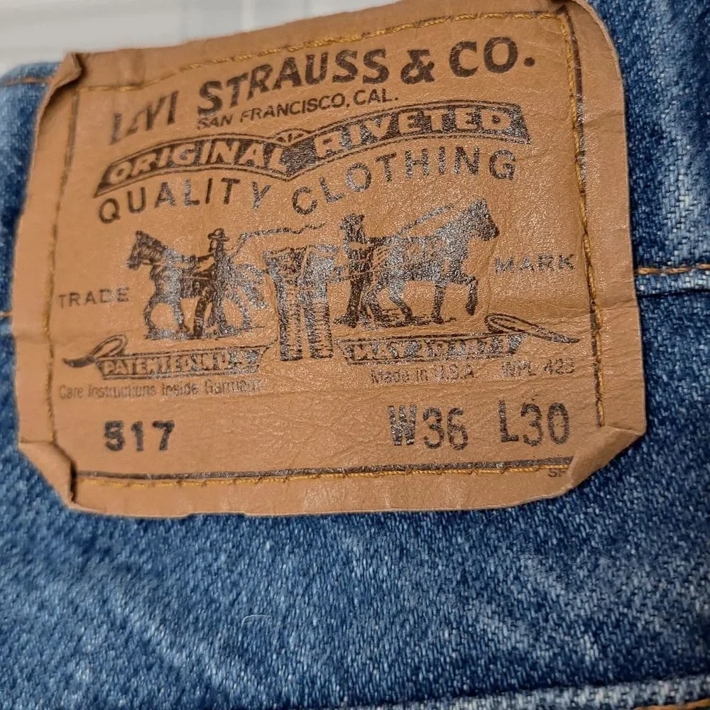 Levi's 517 Vintage 1980s Orange Tab Denim Jeans size 36 x 30